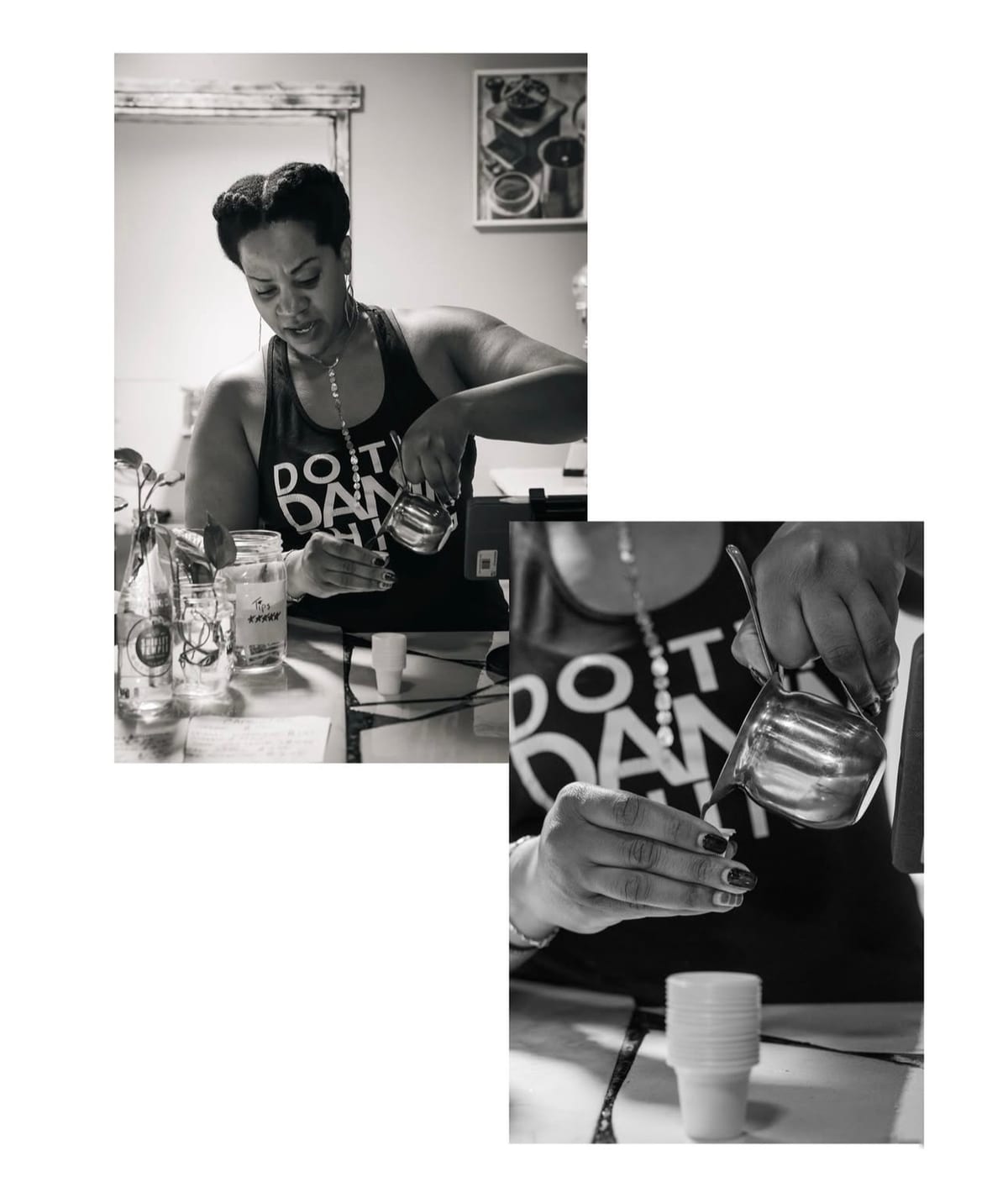 Coffee being poured at The Thread Cafecito